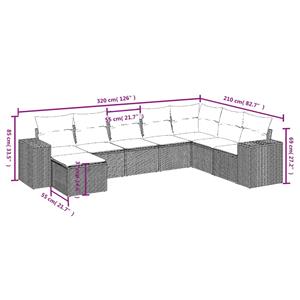 vidaXL 8-delige Loungeset met kussens poly rattan zwart