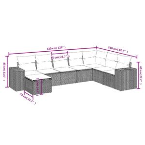 vidaXL 8-delige Loungeset met kussens poly rattan grijs