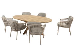 4 Seasons Outdoor Diningset Prado Ellips Como Ovaal 7-delig Teak 240 x 115 cm