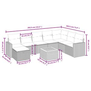 vidaXL 9-delige Loungeset met kussens poly rattan zwart