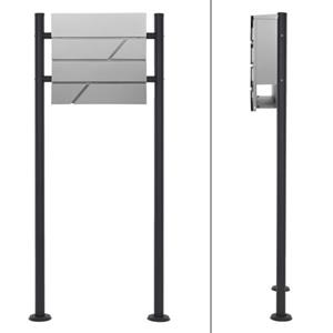 Standbriefkasten mit Zeitungsfach 37x11x37 cm Hellgrau aus Edelstahl ML-Design