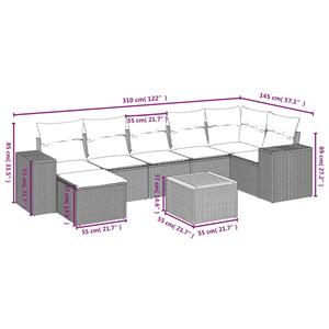 vidaXL 8-delige Loungeset met kussens poly rattan grijs