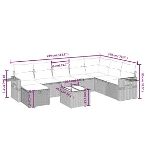 vidaXL 9-delige Loungeset met kussens poly rattan zwart