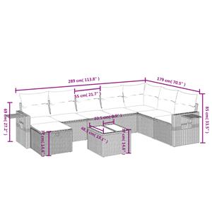 vidaXL 9-delige Loungeset met kussens poly rattan zwart