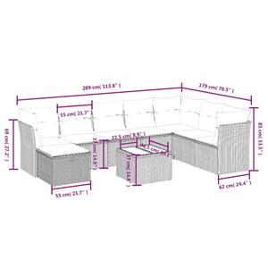 vidaXL 9-delige Loungeset met kussens poly rattan zwart