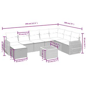 vidaXL 9-delige Loungeset met kussens poly rattan zwart