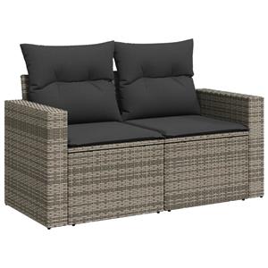 vidaXL 10-delige Loungeset met kussens poly rattan grijs