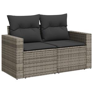 vidaXL 9-delige Loungeset met kussens poly rattan grijs