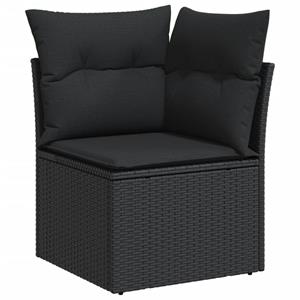 vidaXL 9-delige Loungeset met kussens poly rattan zwart