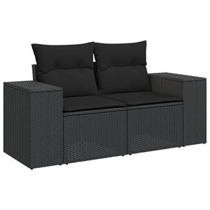 vidaXL 10-delige Loungeset met kussens poly rattan zwart