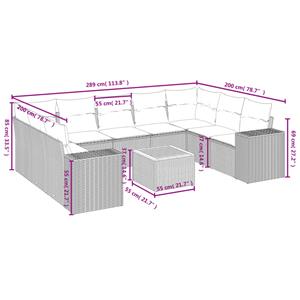 vidaXL 10-delige Loungeset met kussens poly rattan grijs