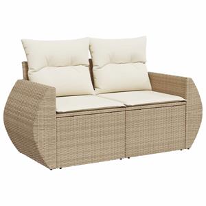 vidaXL 11-delige Tuinset met kussens poly rattan beige