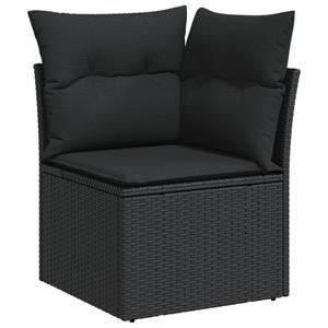 vidaXL 11-delige Loungeset met kussens poly rattan zwart