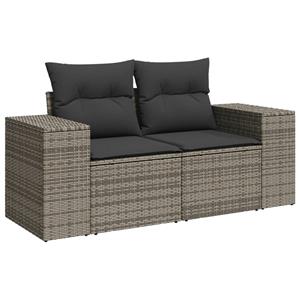 vidaXL 11-delige Loungeset met kussens poly rattan grijs