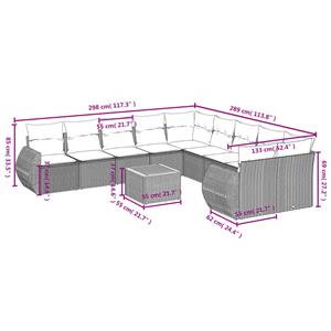 vidaXL 11-delige Loungeset met kussens poly rattan zwart