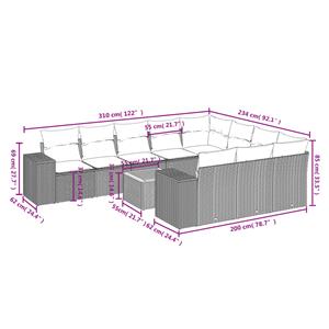 vidaXL 11-delige Loungeset met kussens poly rattan zwart