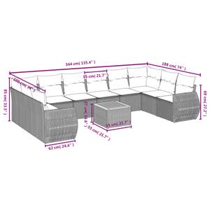 vidaXL 11-delige Loungeset met kussens poly rattan grijs