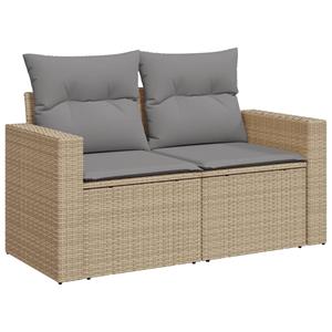 vidaXL 12-delige Loungeset met kussens poly rattan gemengd beige