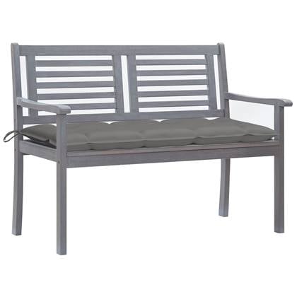 bonnevie 2-Sitzer-Gartenbank Doppelsitzbank mit Auflage 120 cm Grau Eukalyptusholz vidaXL