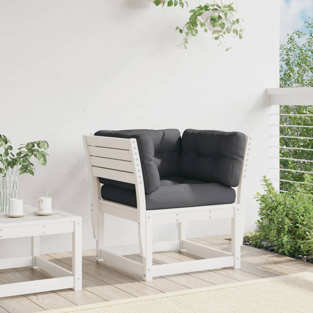 vidaXL Loungesofa Gartensessel mit Kissen Weiß 83x73x78 cm Massivholz Kiefer