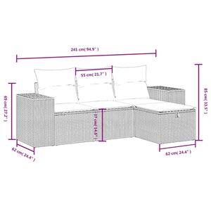 vidaXL 4-delige Loungeset met kussens poly rattan zwart