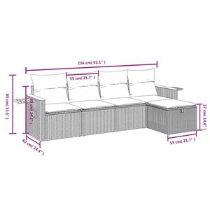 vidaXL 5-delige Loungeset met kussens poly rattan zwart