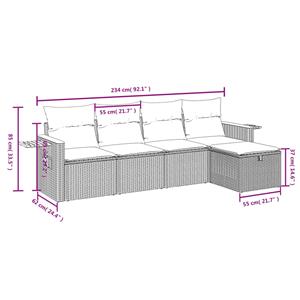 vidaXL 5-delige Loungeset met kussens poly rattan grijs