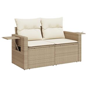 vidaXL 5-delige Loungeset met kussens poly rattan beige