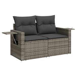 vidaXL 5-delige Loungeset met kussens poly rattan grijs