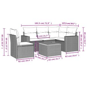 vidaXL 6-delige Loungeset met kussens poly rattan zwart