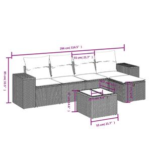 vidaXL 6-delige Loungeset met kussens poly rattan beige