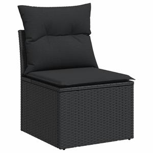 vidaXL 6-delige Loungeset met kussens poly rattan zwart