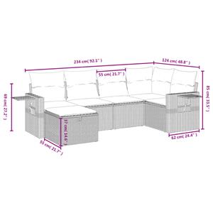 vidaXL 6-delige Loungeset met kussens poly rattan zwart