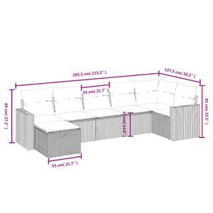 vidaXL 7-delige Loungeset met kussens poly rattan zwart