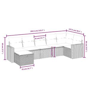 vidaXL 7-delige Loungeset met kussens poly rattan zwart