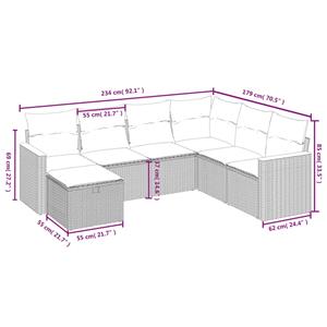 vidaXL 7-delige Loungeset met kussens poly rattan zwart