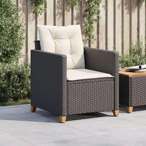 vidaXL Tuinstoel met kussens poly rattan zwart