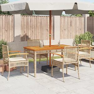 vidaXL Tuinstoelen 4 st met kussens poly rattan en acaciahout beige