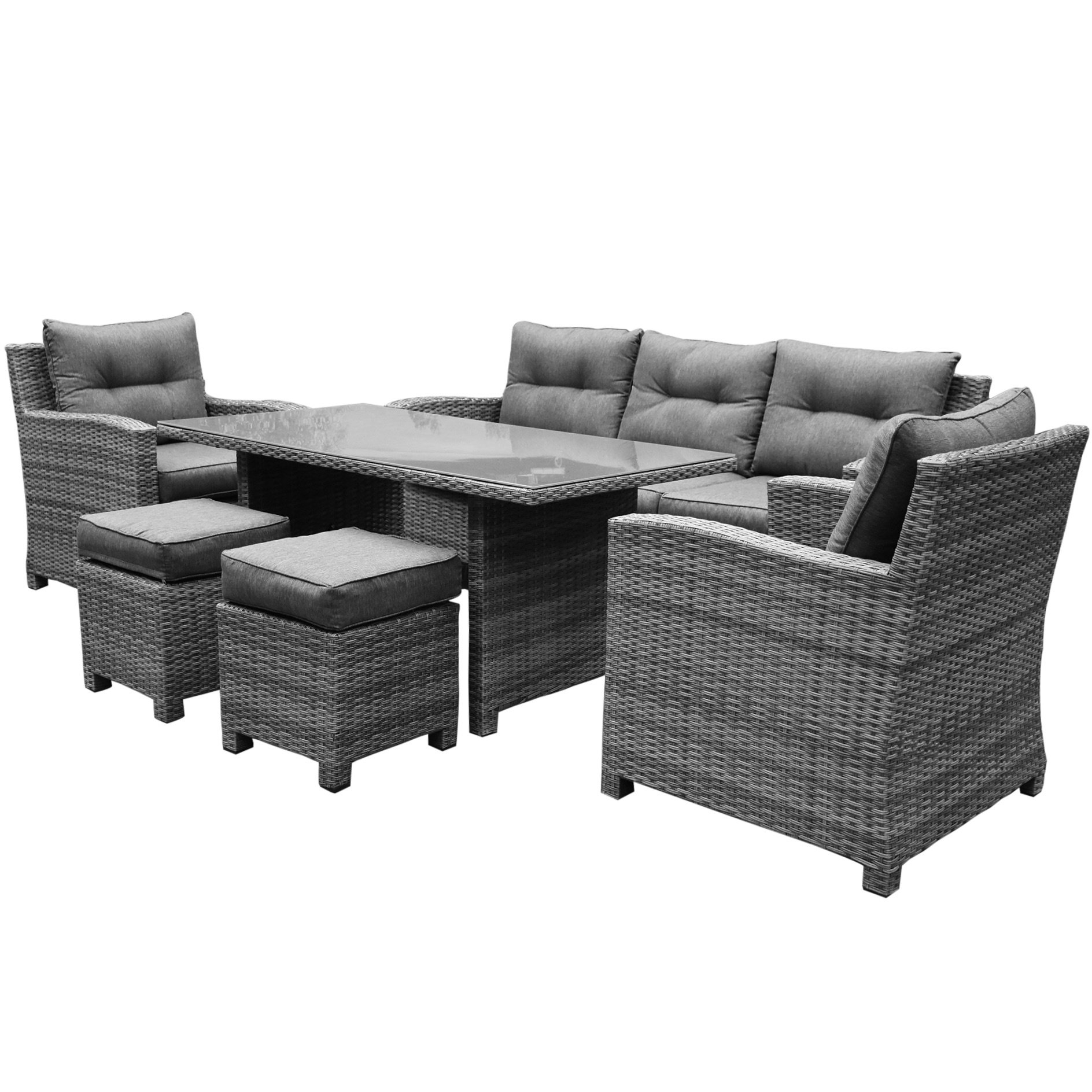 AVH-Collectie New Castle stoel-bank dining loungeset 6-delig  antraciet