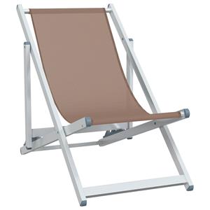vidaXL Strandstoelen inklapbaar 2 st aluminium en textileen bruin