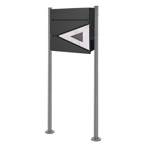 Ml-design - Briefkasten mit Ständer, 37x36,5x11 cm, Anthrazit/Weiß, aus Stahl