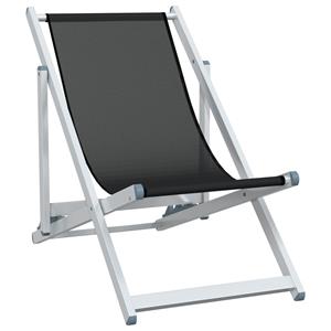 vidaXL Strandstoelen inklapbaar 2 st aluminium en textileen zwart