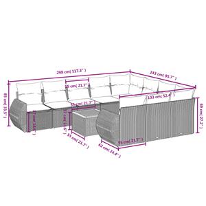 vidaXL 11-delige Loungeset met kussens poly rattan zwart