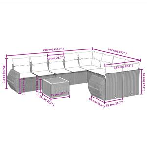 vidaXL 10-delige Loungeset met kussens poly rattan grijs