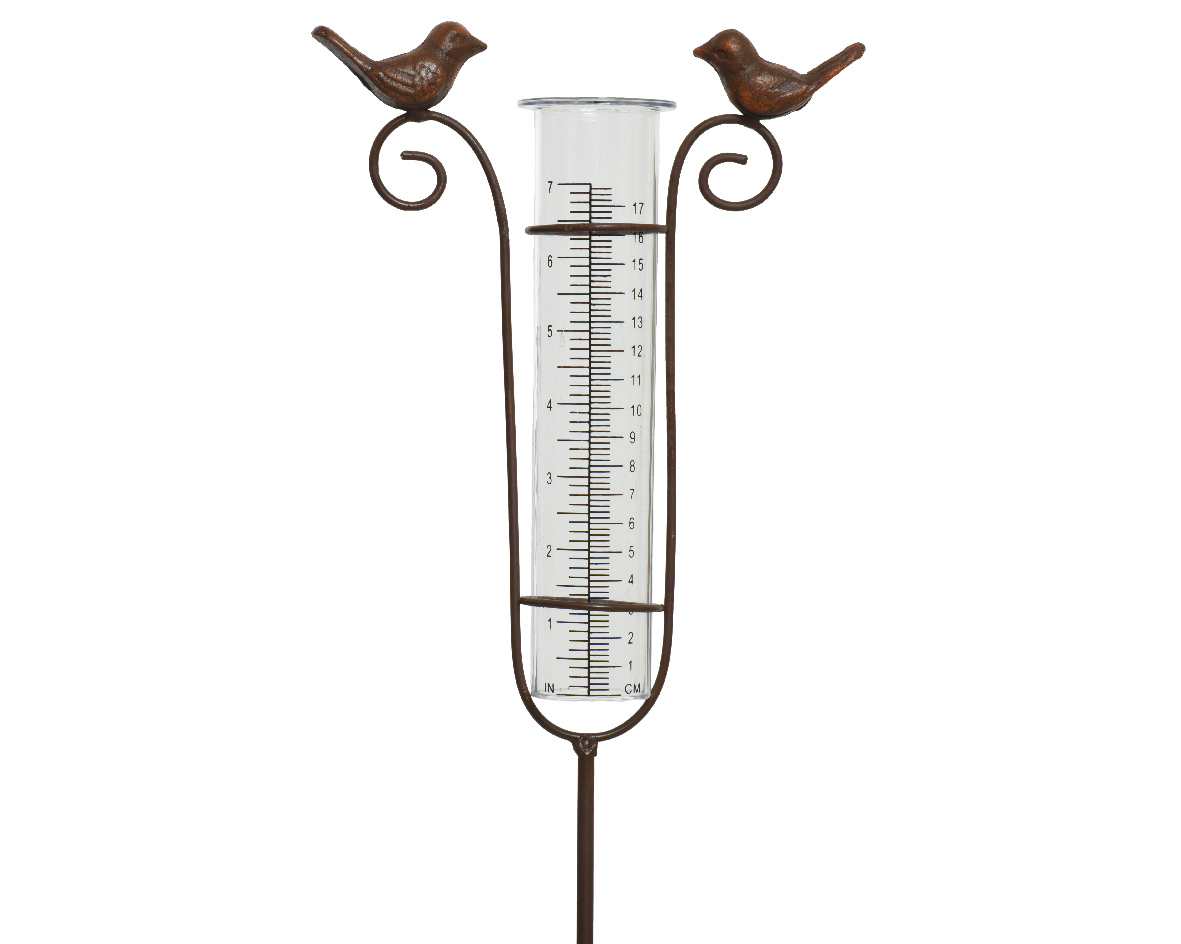 Decoris Regenmeter Met Vogels Van Polyresin L18-W5-H115cm Bruin