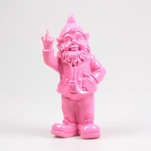 Stoobz Design Stoobz Polystone Beeld Kabouter F*ck You Fuchsia 16x12x32cm