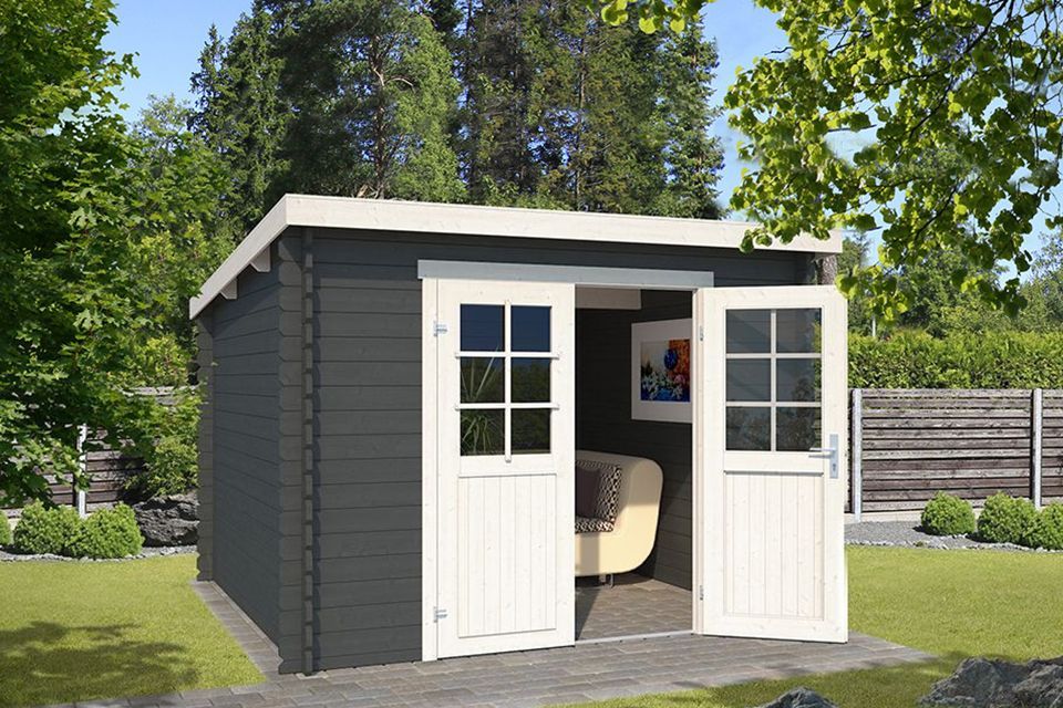 Outdoor Life Products | Tuinhuis Nadia 275 x 275 | Gecoat | Carbon Grey-Wit