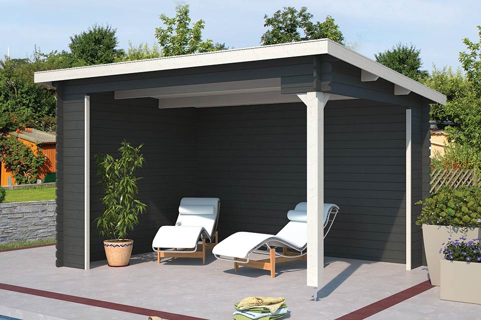 Outdoor Life Products | Overkapping Lara 380 x 275 | Gecoat | Carbon Grey-Wit