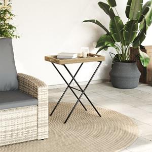 vidaXL Dienbladtafel inklapbaar 65x40x75 cm poly rattan beige