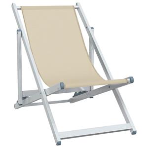 vidaXL Strandstoelen inklapbaar 2 st aluminium en textileen crèmekleur